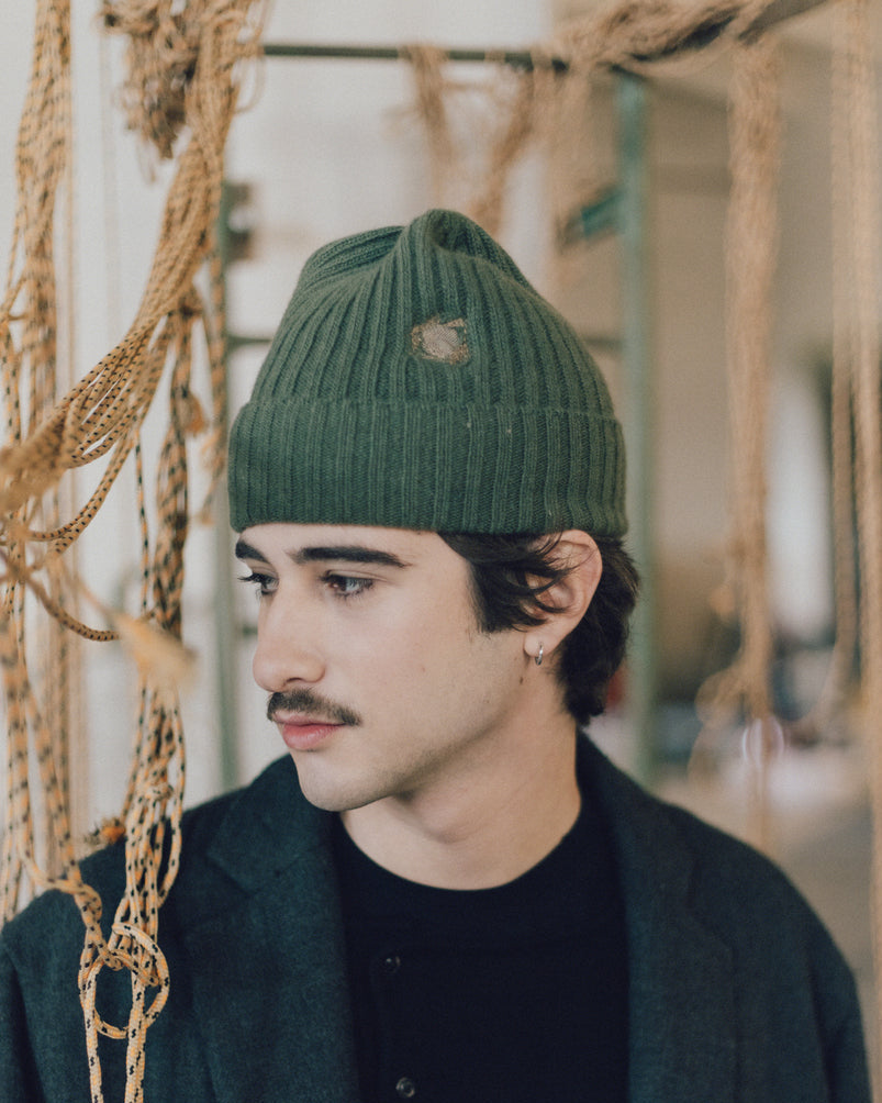 Handmade Green Knit Beanie Hat Emerald Green Hat Chunky Knit Pom Pom Beanie Handmade Winter  main image 4