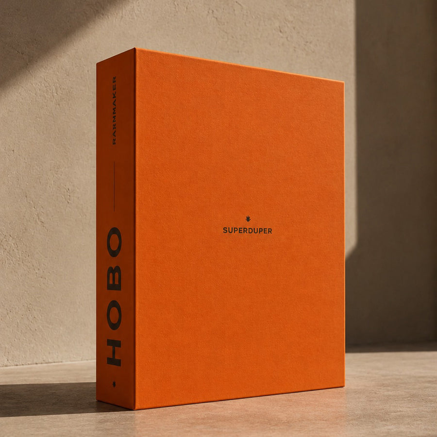 Box closed — the orange HOBO edition box