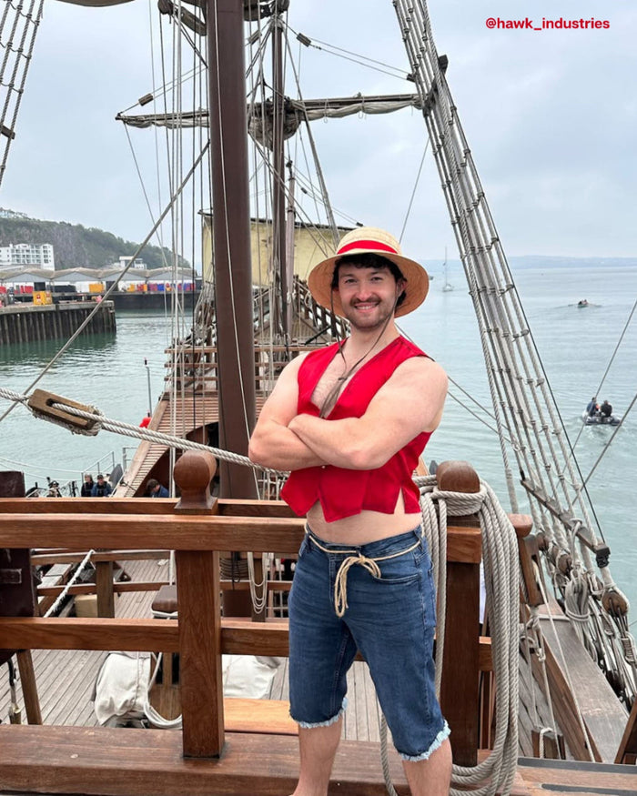 Luffy straw hat worn by a customer